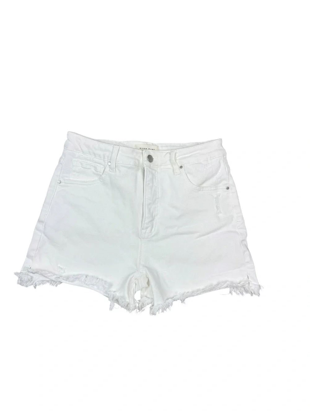 Risen Jeans High-Rise White Distressed Denim Shorts for Women